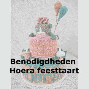 Benodigdheden Hoera overlay crochet feesttaart