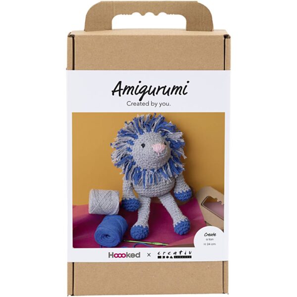 977869 Creativ Company Amigurumi hobbyset Leeuw marineblauw lichtgrijs